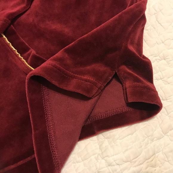 QF maroon velour long sleeved zip-up collared jacket with rhinestone zipper (2X) - Picture 15 of 16